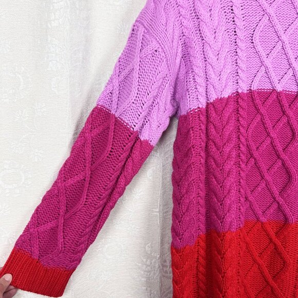 Hyacinth House Scarlett pink red colorblock chunky sweater dress Tuckernuck M - Picture 5 of 10